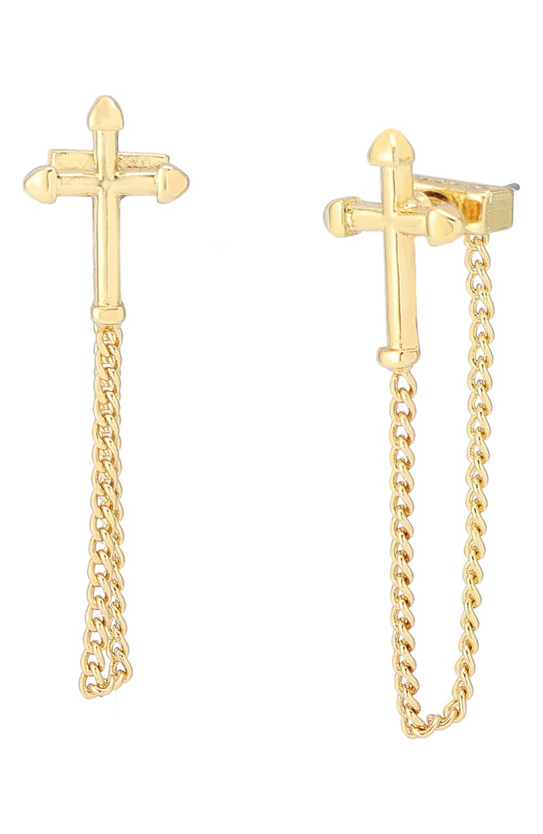AllSaints Cross Front/Back Earrings, Main, color,