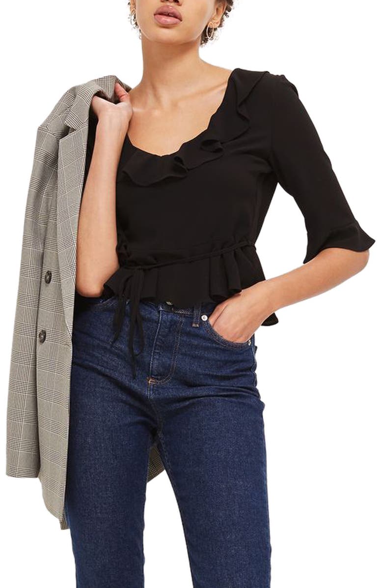Topshop Phoebe Frilly Blouse, Alternate, color, 