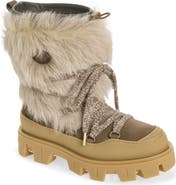 Moncler Peak Apres Leather and Genuine Shearling Snow Boot