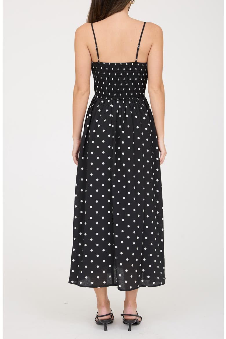 Polka Dot Midi Dress, Alternate, color, BLACK