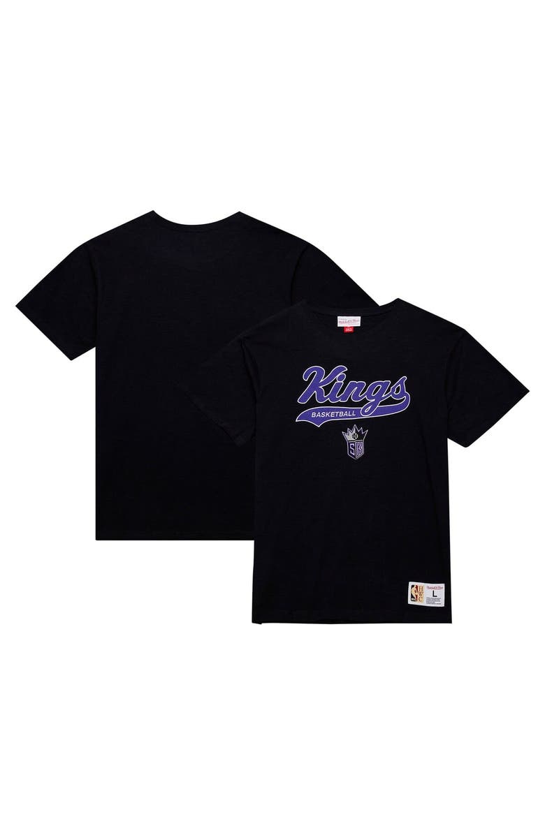 Mitchell & Ness Men's Mitchell & Ness Black Sacramento Kings Hardwood Classics Felt Applique Slub T-Shirt, Alternate, color, Black