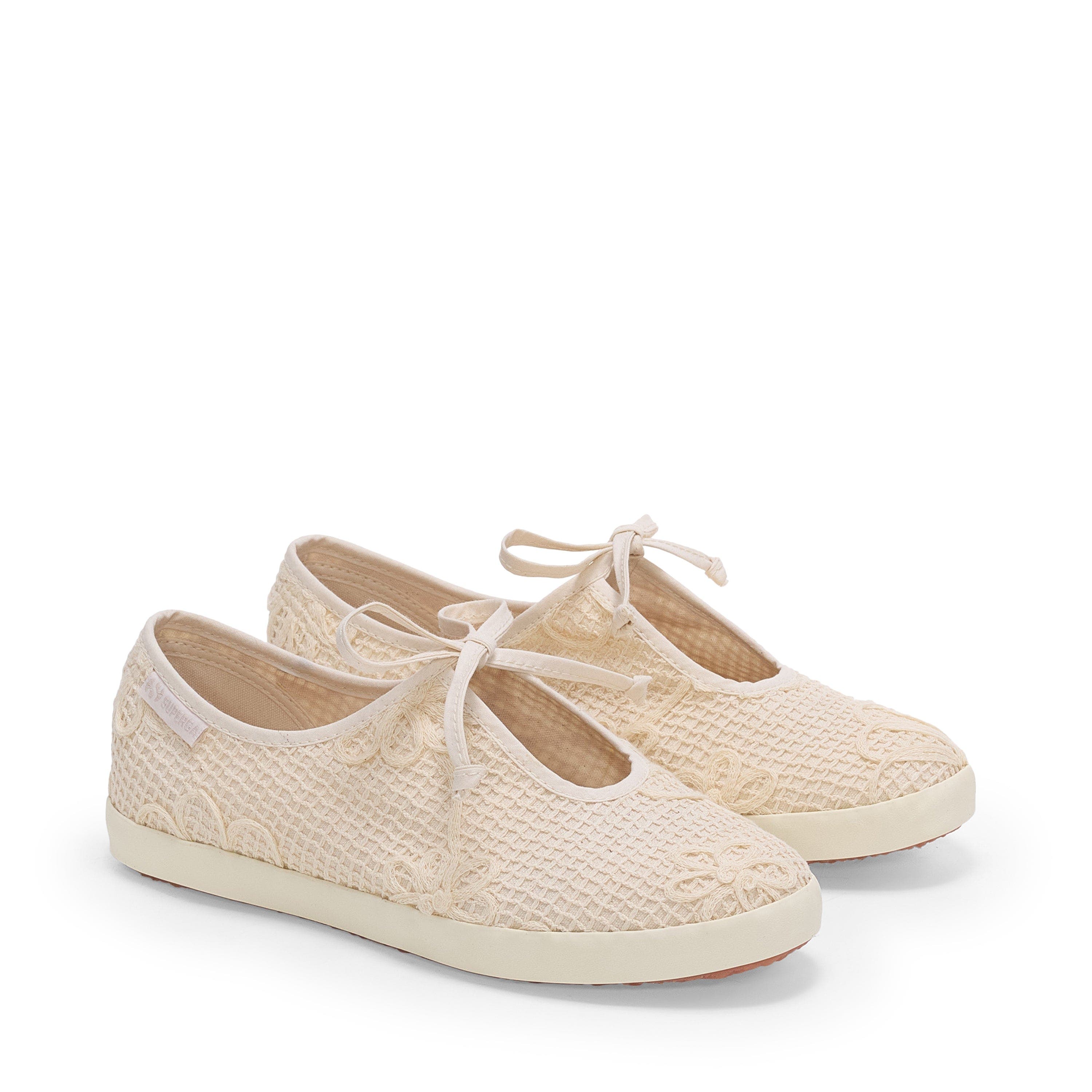 Superga 2442 Ballerina Lace Net Flower Crochet Sneakers, Alternate, color, Beige Raw-Off White