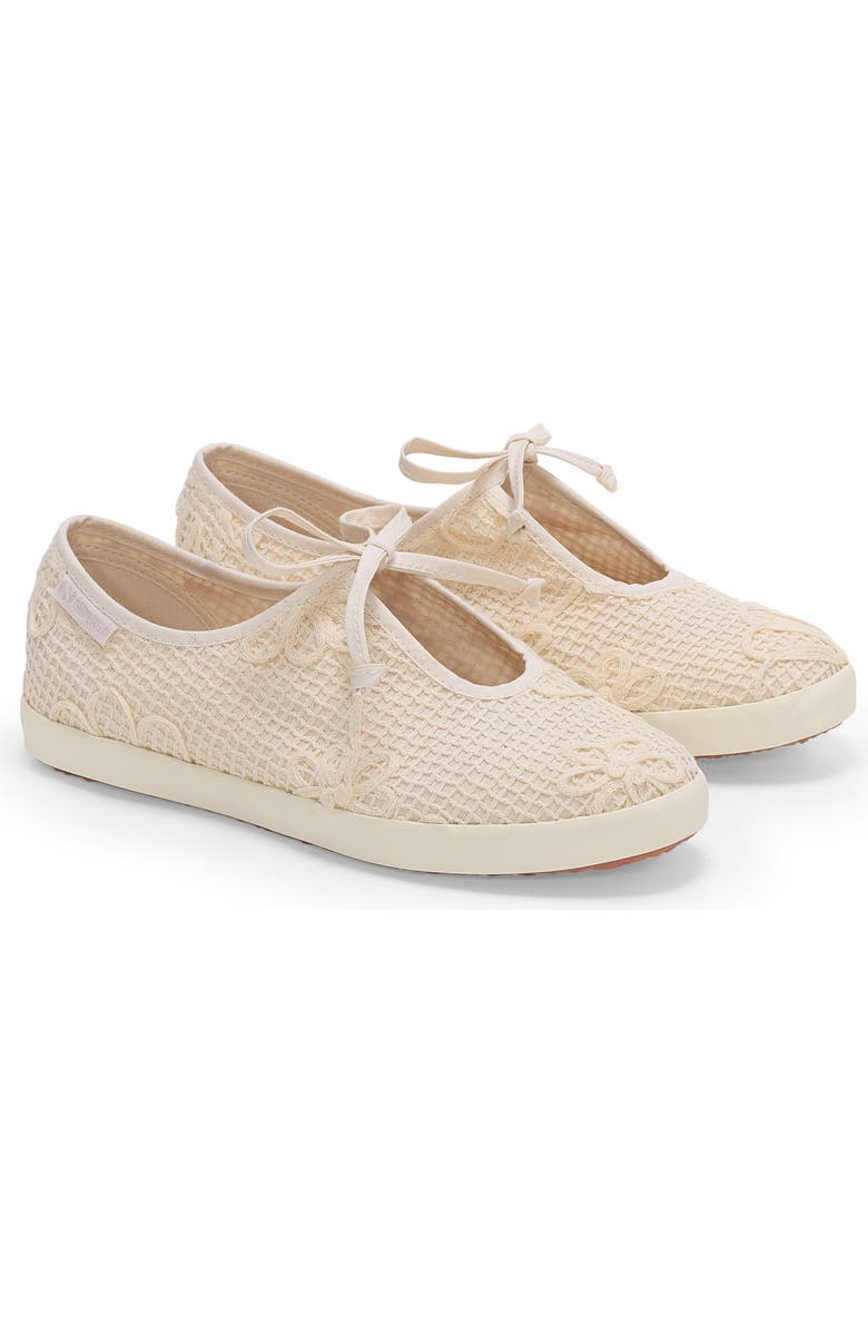 Superga 2442 Ballerina Lace Net Flower Crochet Sneakers, Alternate, color, Beige Raw-Off White