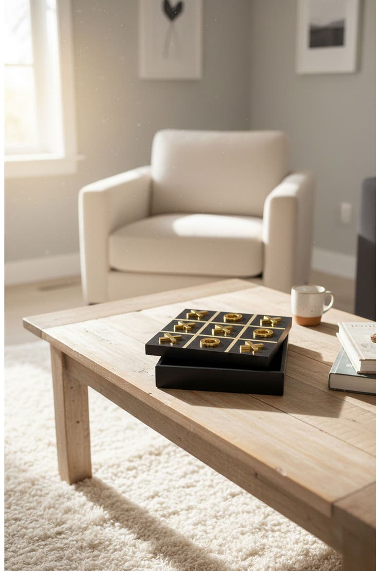 Marble Tic-Tac-Toe Game, Alternate, color, BLACK