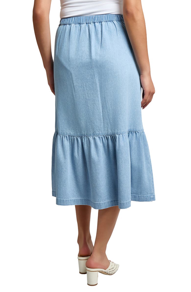 Jones New York Flounce Hem Chambray Midi Skirt, Alternate, color, 
