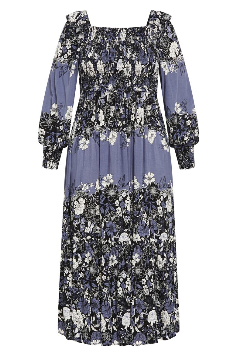 Hattie Floral Print Long Sleeve Maxi Dress, Alternate, color, NAVY FLORAL