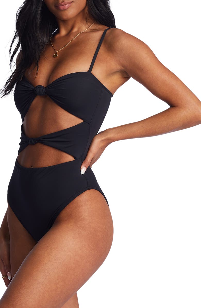 Billabong Sol Searcher Cutout One-Piece Swimsuit, Alternate, color, Black Pebble