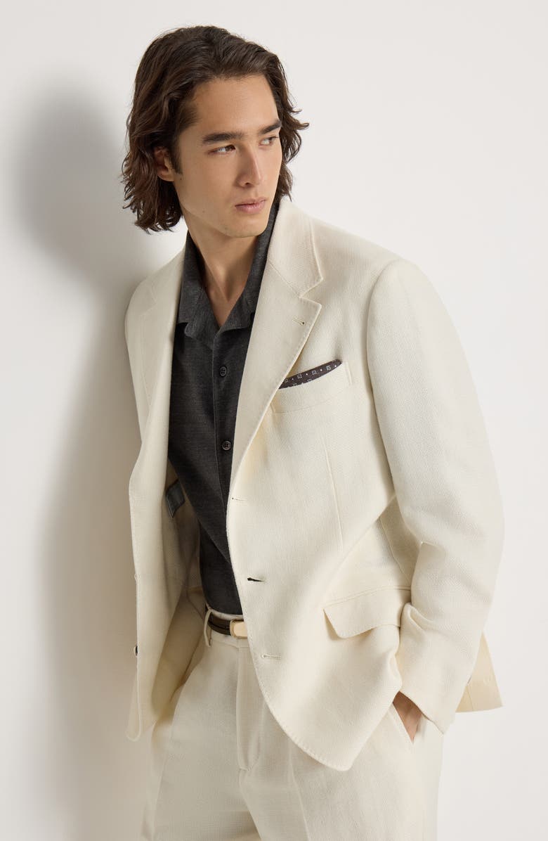 Brunello Cucinelli Hopsack deconstructed blazer, Alternate, color, Off-White