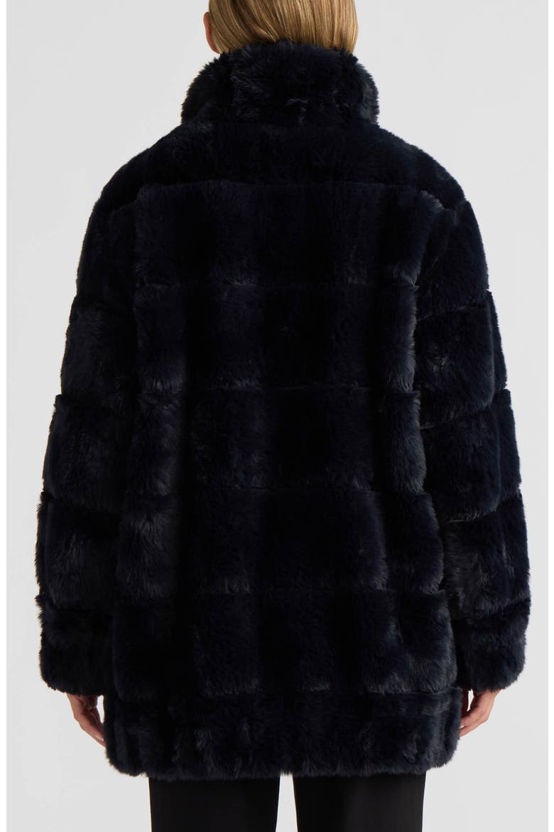 Faux Fur Zip Jacket, Alternate, color, NAVY
