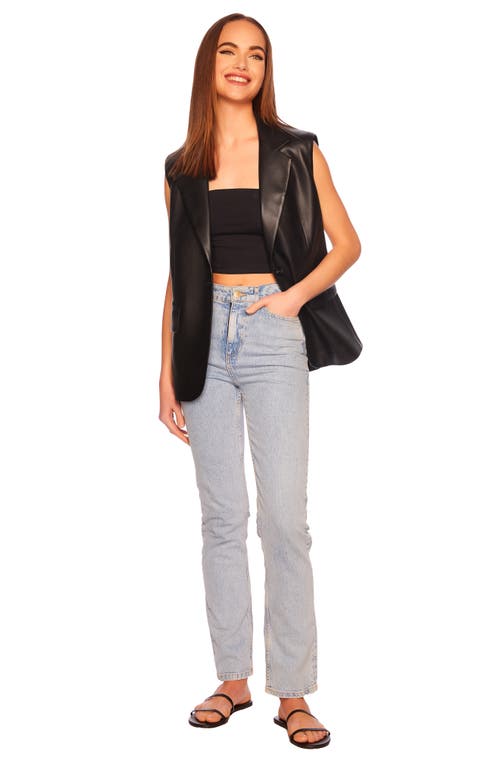 Susana Monaco Notch Lapel Faux Leather Vest In Black