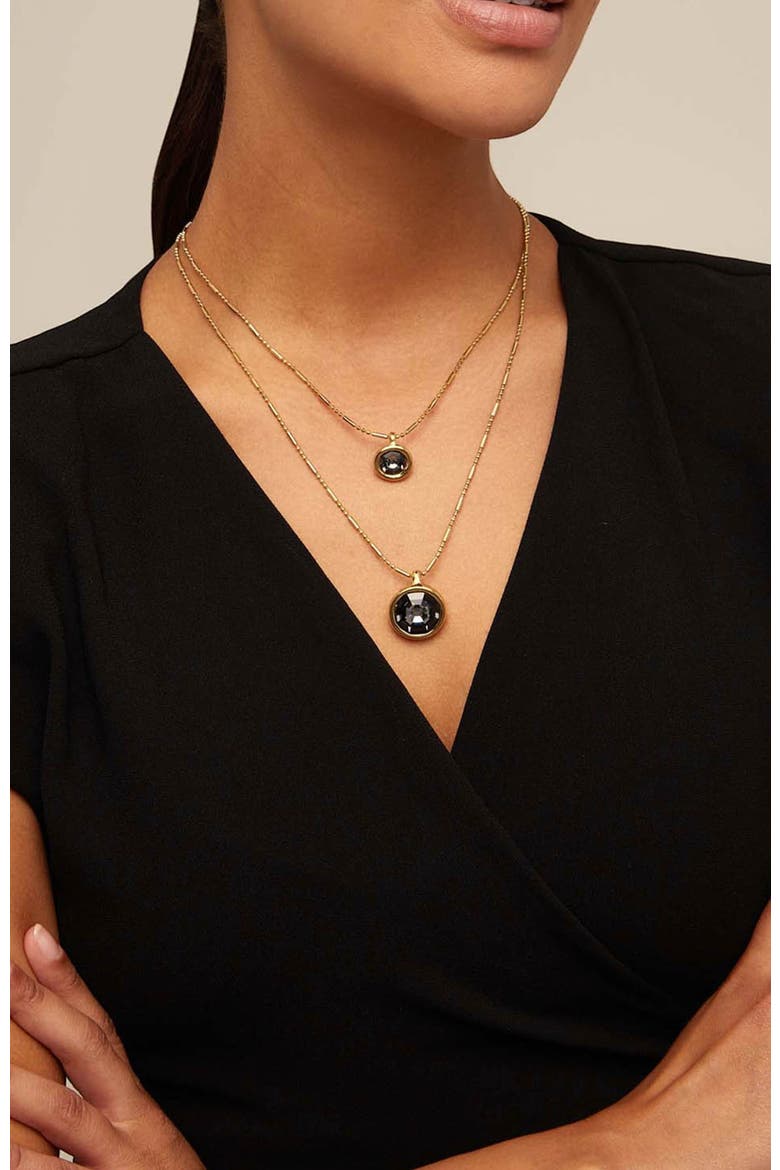 Double Strand Pendant Necklace, Alternate, color, Gold