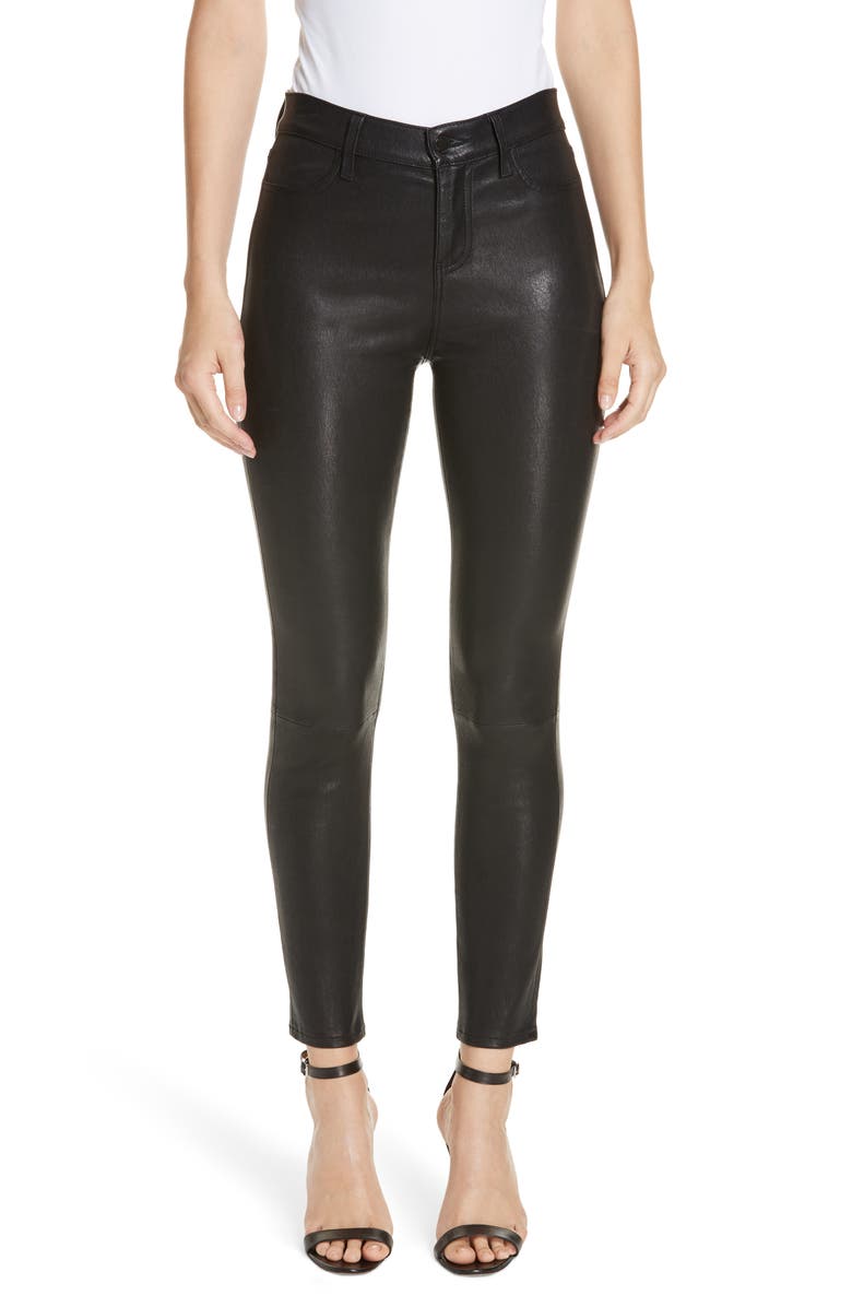 L'AGENCE Adelaide High Waisted Leather Pants, Main, color, 