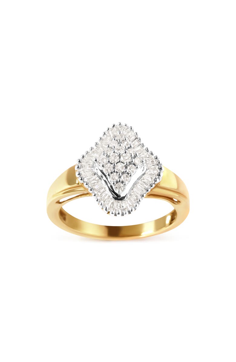 Haus of Brilliance 10K Yellow Gold 1/2 Cttw Diamond Rhombus Head and Halo Ring, Main, color, Yellow