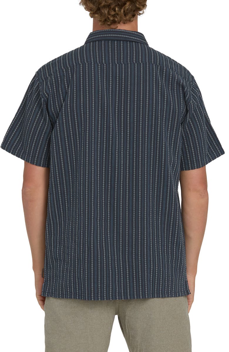 Billabong Garage Sandon Stripe Jacquard Cotton Camp Shirt, Alternate, color, True Navy
