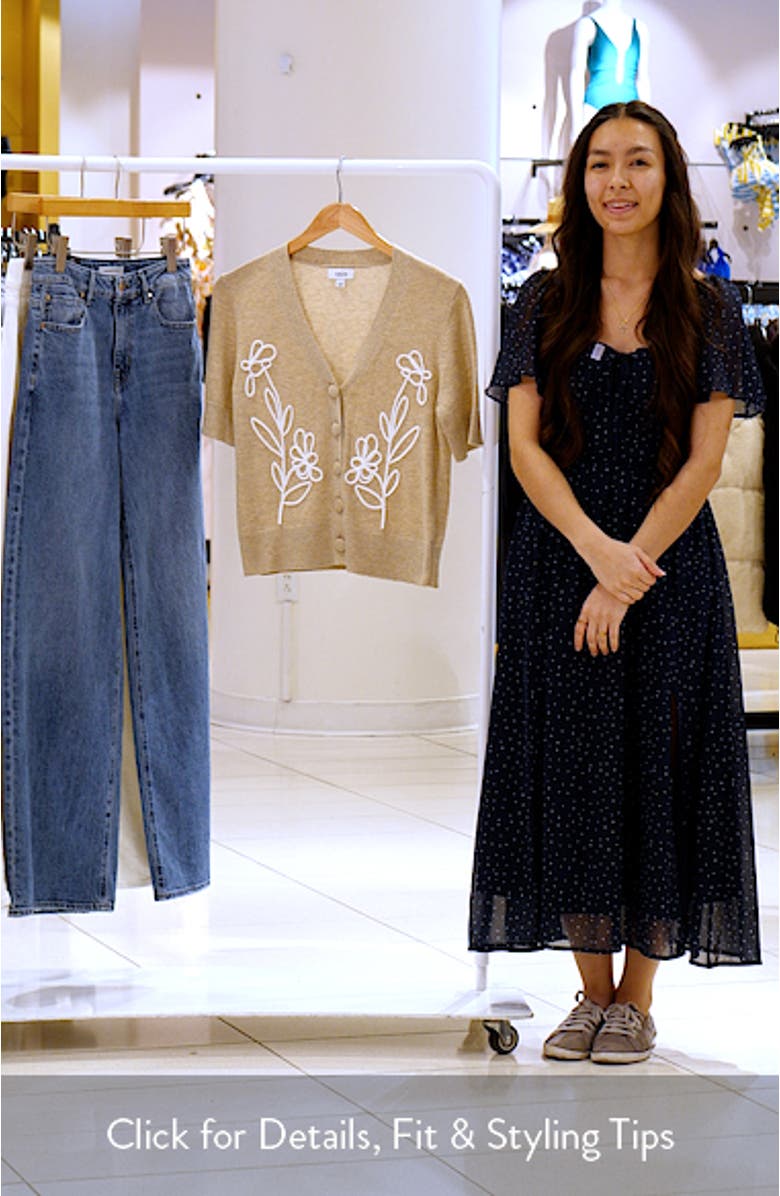 Embroidered Floral Short Sleeve Cardigan, sales video thumbnail