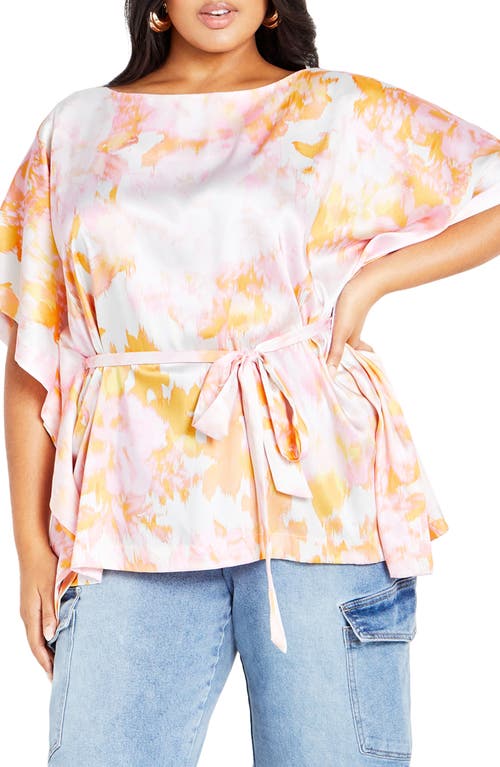 City Chic Sunset Belted Top In Multi