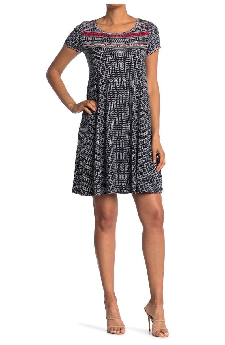 MAX STUDIO Short Sleeve Shift Dress, Alternate, color, 