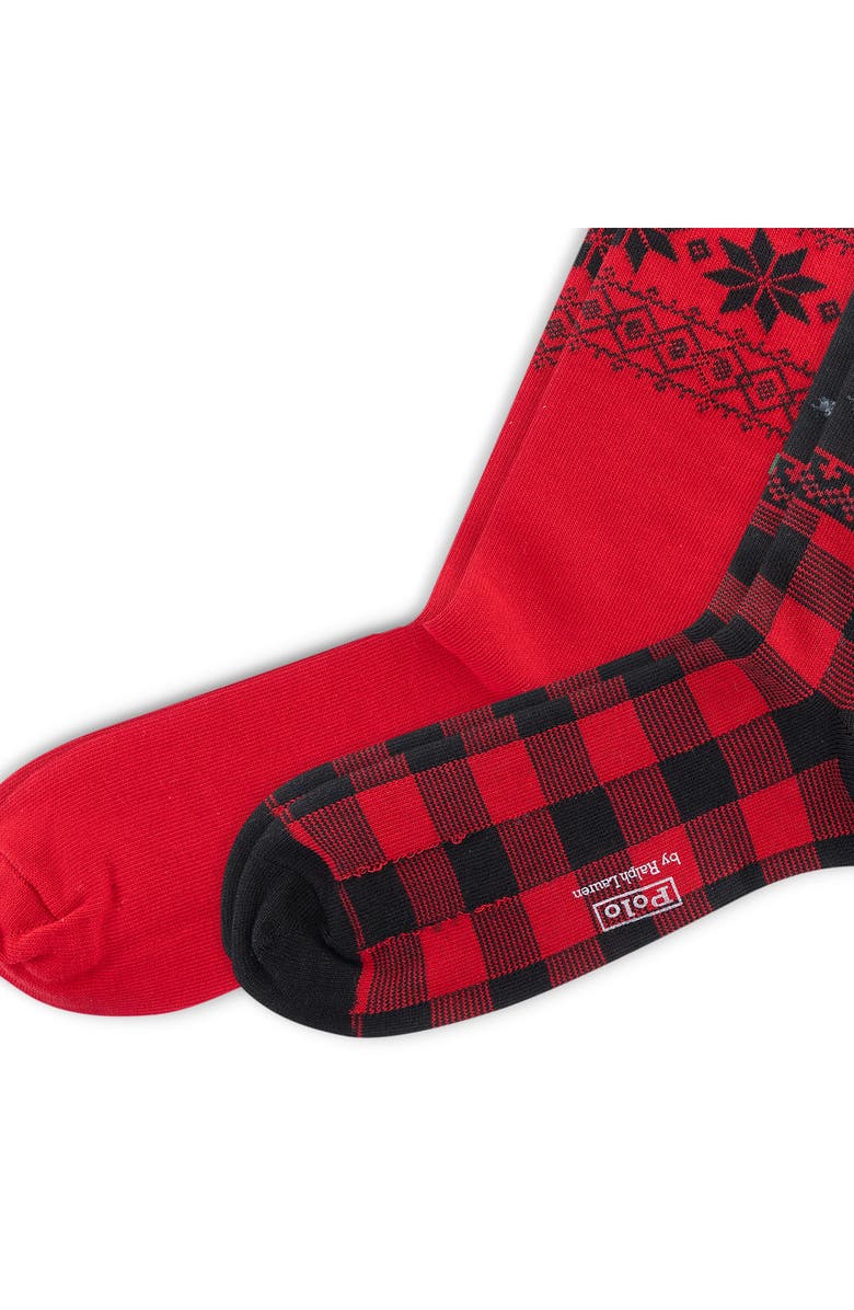 Polo Ralph Lauren Assorted 2-Pack Holiday Dog Crew Socks, Alternate, color, Red