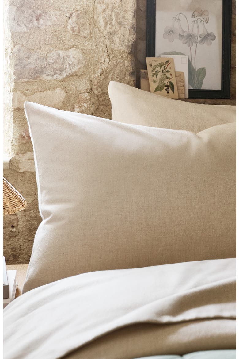 Flannel Marl Brushed Cotton Pillow Sham Pairs, Alternate, color, Oat