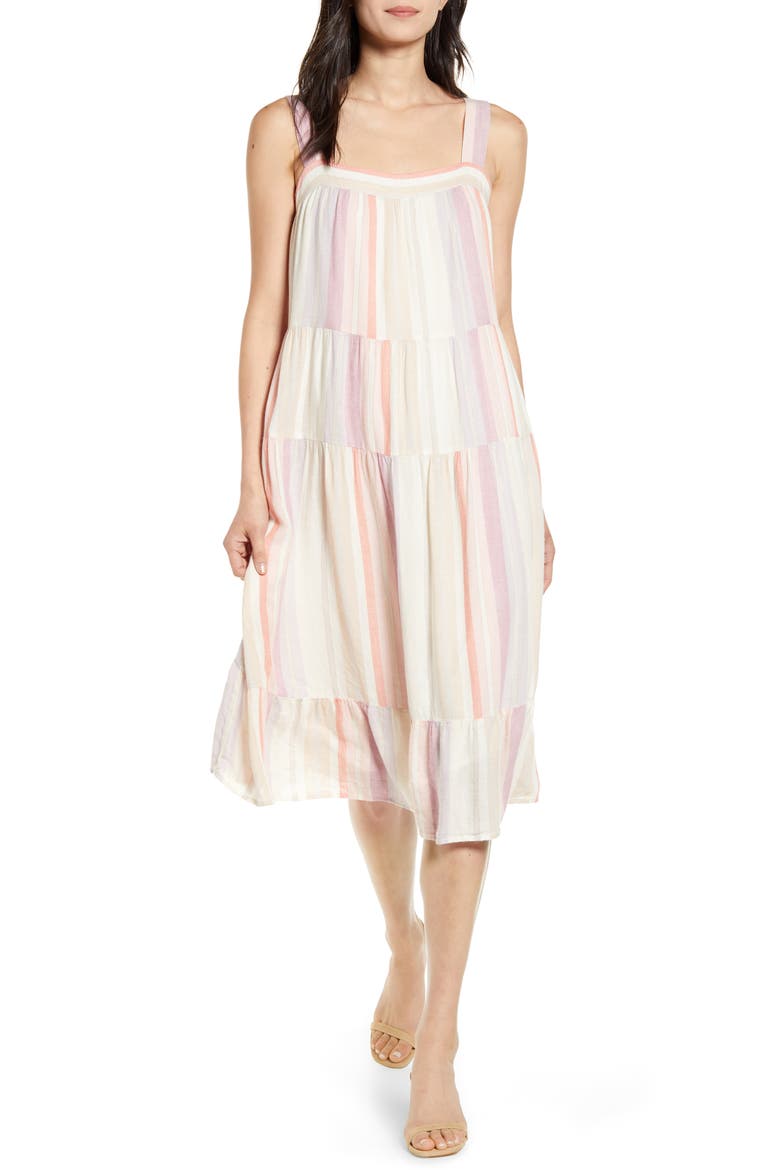 Amaya Sleeveless Tiered Sundress, Main, color, AMADORA STRIPE