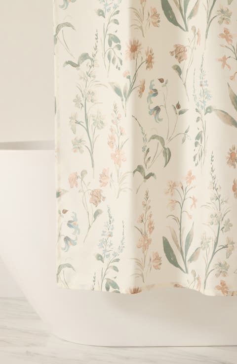Flower Print Shower Curtain