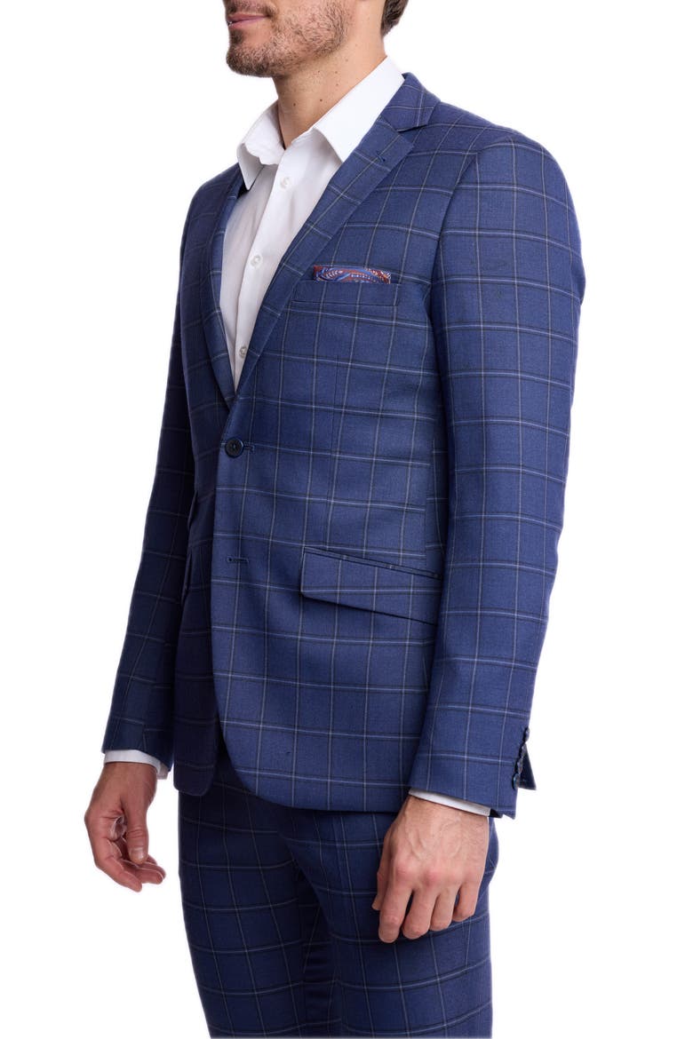 Dover Slim Fit Notch Lapel Suit Jacket, Alternate, color, DARK BLUE WINDOWPANE