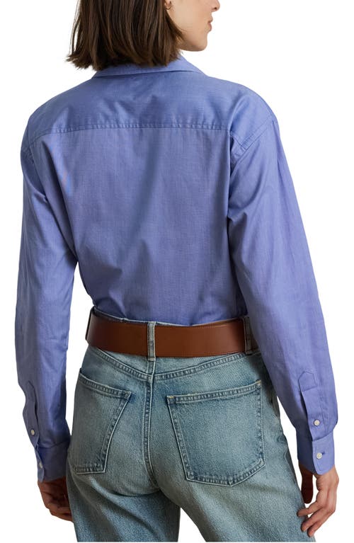 Ralph Lauren Women's End On End Kott Long Sleeve Relaxed Fit Shirt In Blue