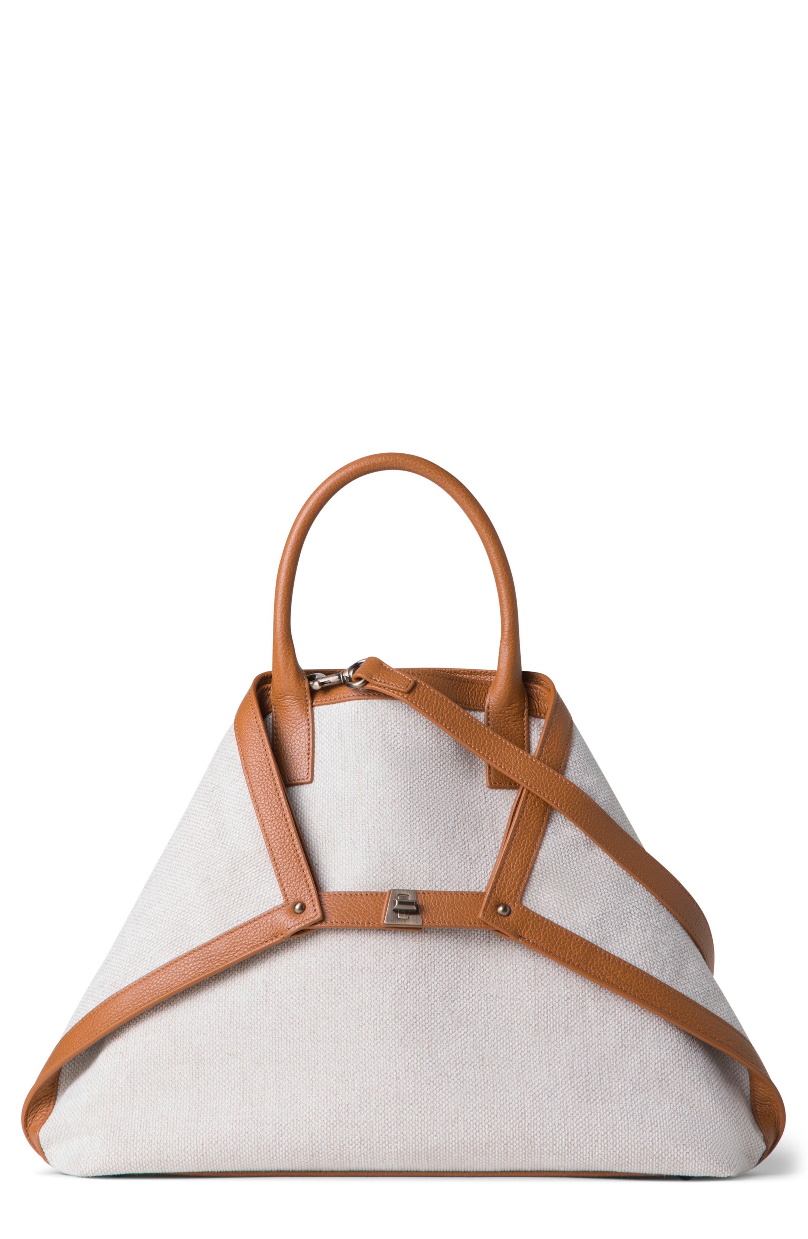 Akris Medium Ai Canvas Convertible Tote, Main, color, Stucco/ Cuoio