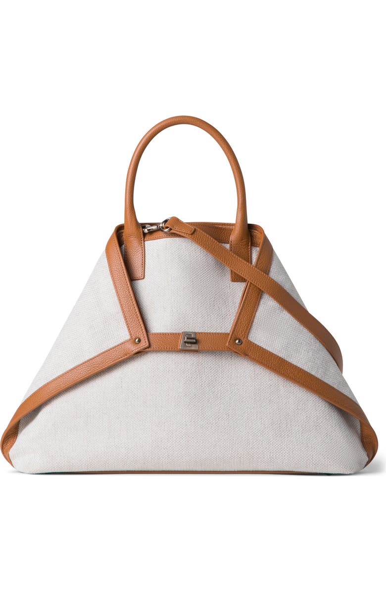 Akris Medium Ai Canvas Convertible Tote, Main, color, Stucco/ Cuoio