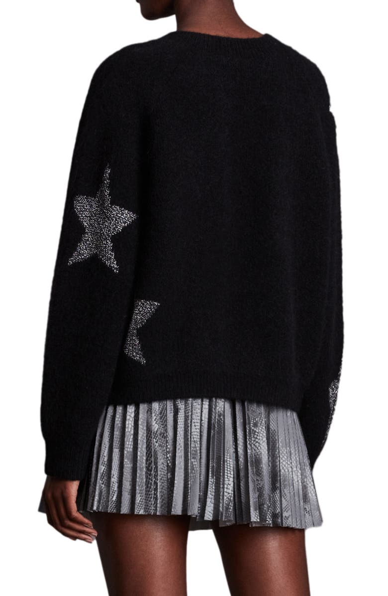AllSaints Metallic Star Alpaca & Wool Blend Sweater, Alternate, color,