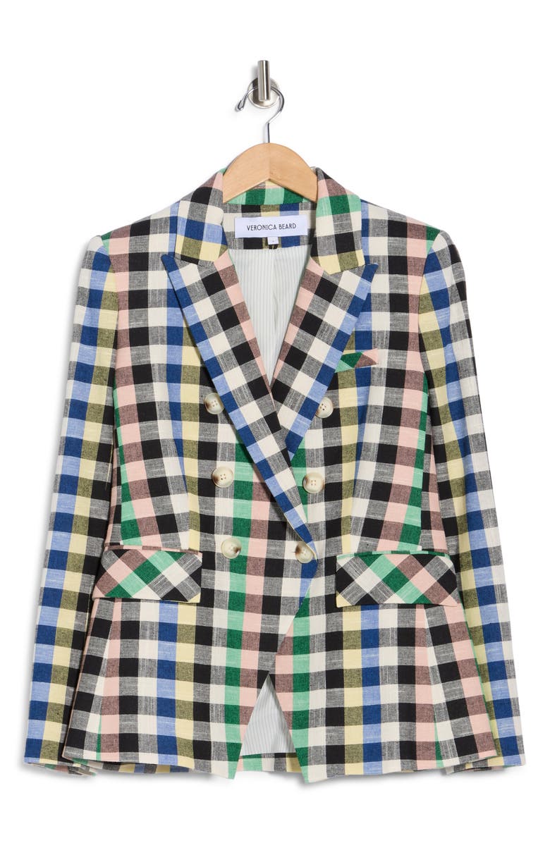 Veronica Beard Miller Check Cotton Blend Dickey Jacket, Main, color, Grey Multi