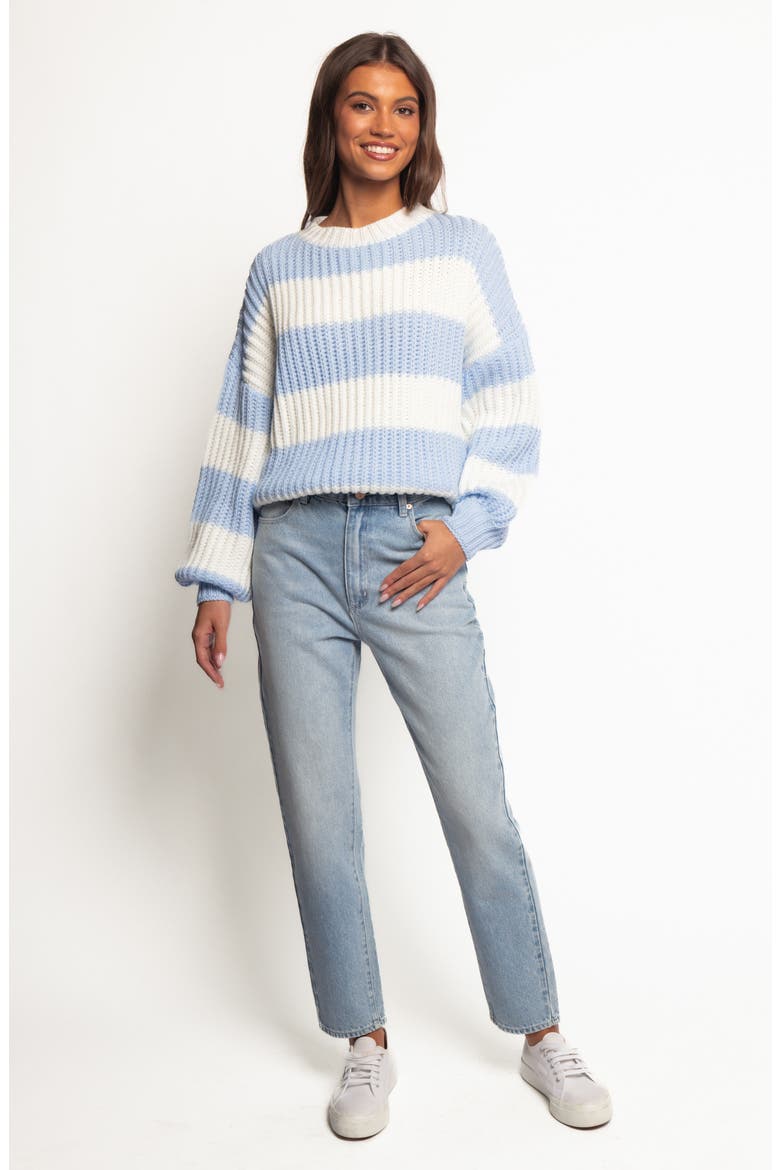 Courtney Stripe Chunky Sweater, Alternate, color, BLUE CREAM