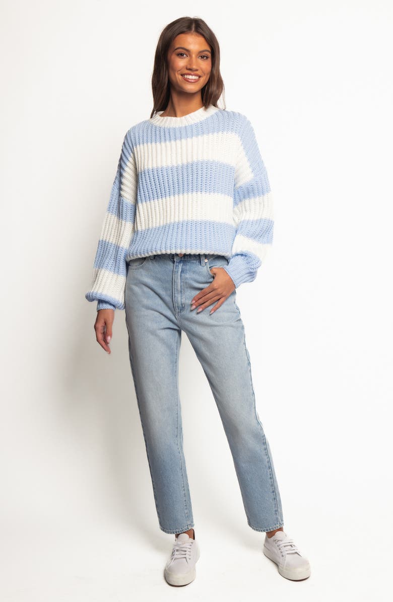 Petal & Pup Courtney Stripe Chunky Sweater, Alternate, color, Blue Cream