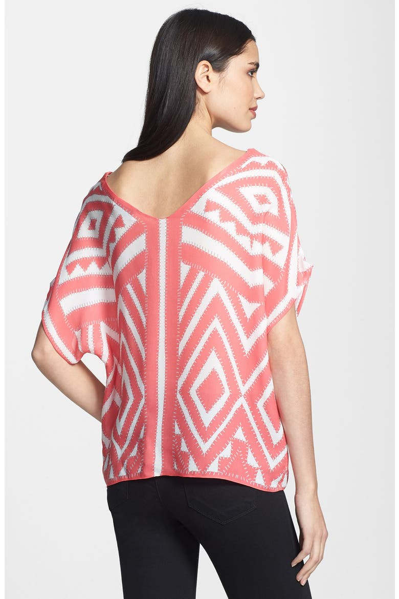V-Neck Silk Dolman Top, Alternate, color, CORAL