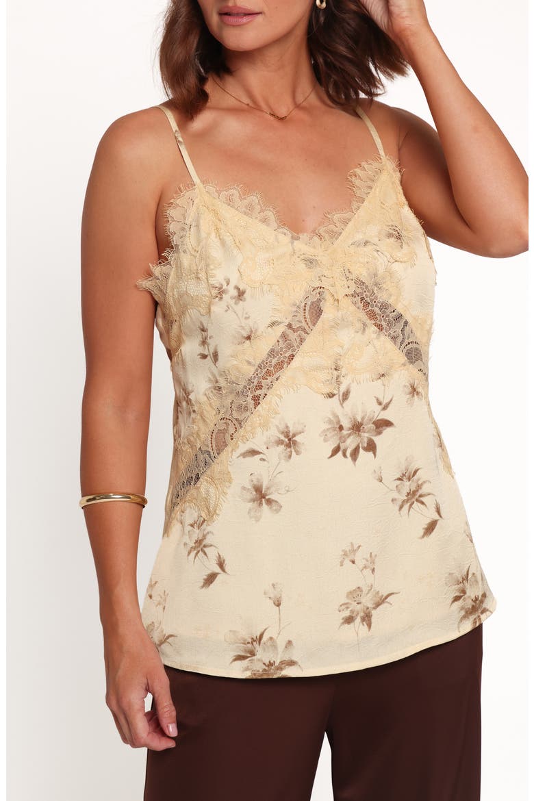 Alli Floral Lace Trim Camisole, Alternate, color, SAND FLORAL