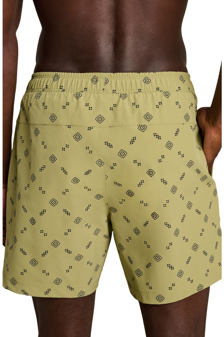 5.5-Inch Water Repellent Swim Trunks, Alternate, color, DUSTY SAGE FOULARD