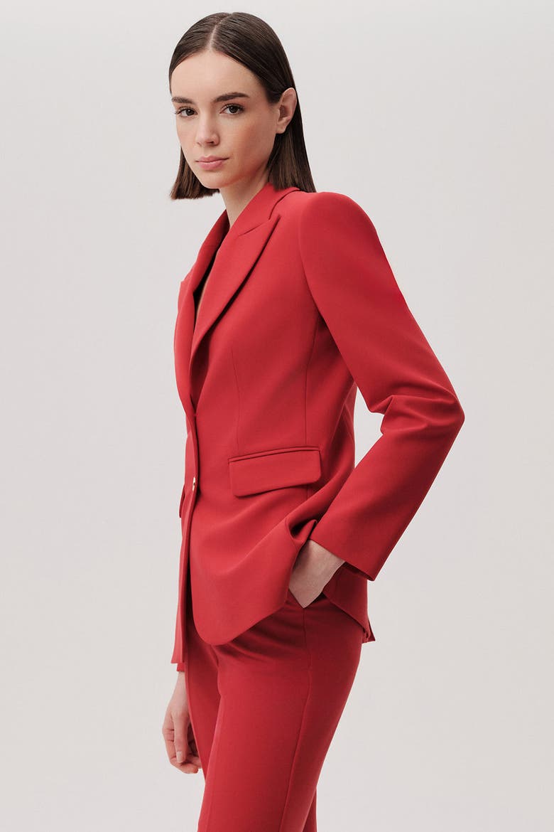Shirt Collar Tailored Jacket, Alternate, color, RED