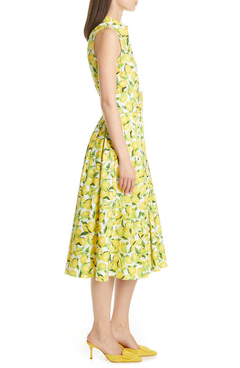 Michael Kors Collection Lemon Print Midi Shirtdress, Alternate, color, 
