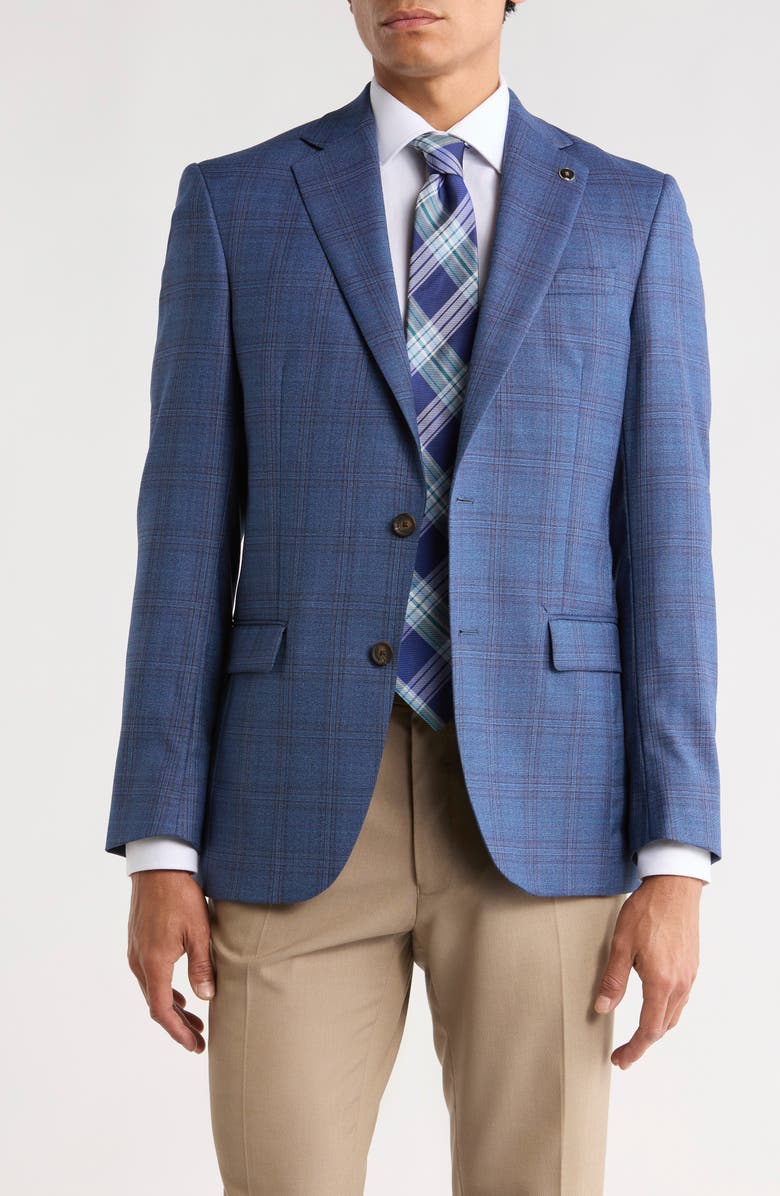 No Ordinary Joe by Ted Baker Jake X Check Super 100s Wool Sport Coat, Main, color, Blue