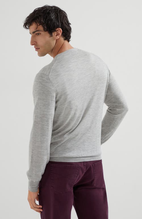 Brunello Cucinelli Ribbed Crew Neck Sweater With Long Sleeves In Gray