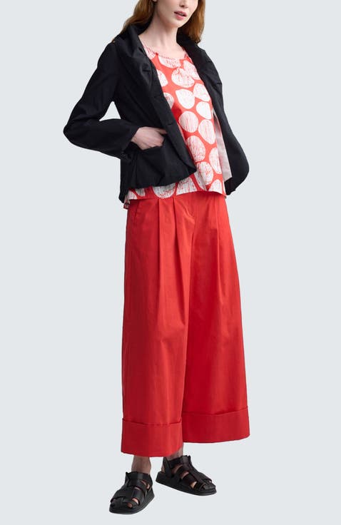 Misla Solid Wide-Leg Poplin Pants