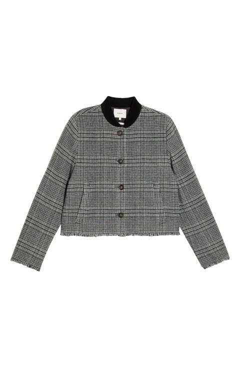 Plaid Wool Blend Jacket