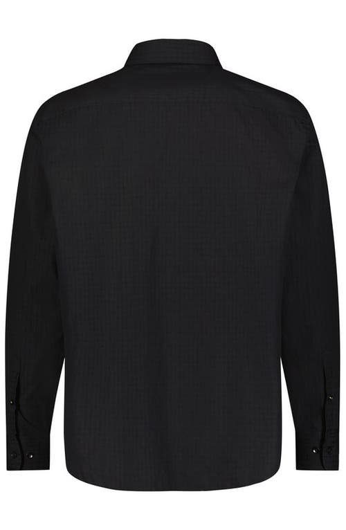 Luchiano Visconti Solid Jacquard With Box Shirt In Black