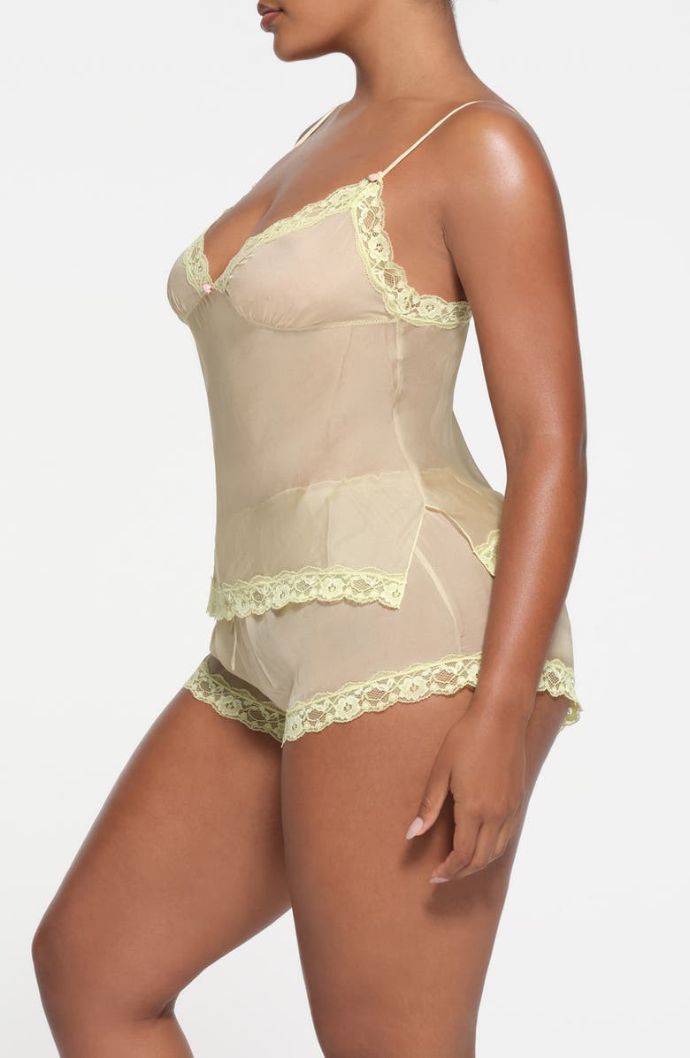 SKIMS Lace Triangle Silk Camisole, Alternate, color, Sage Multi