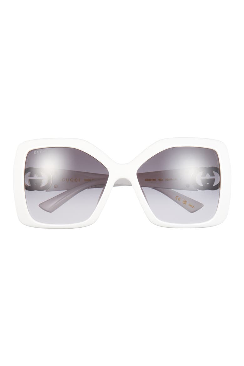 59mm Square Sunglasses, Main, color, WHITE