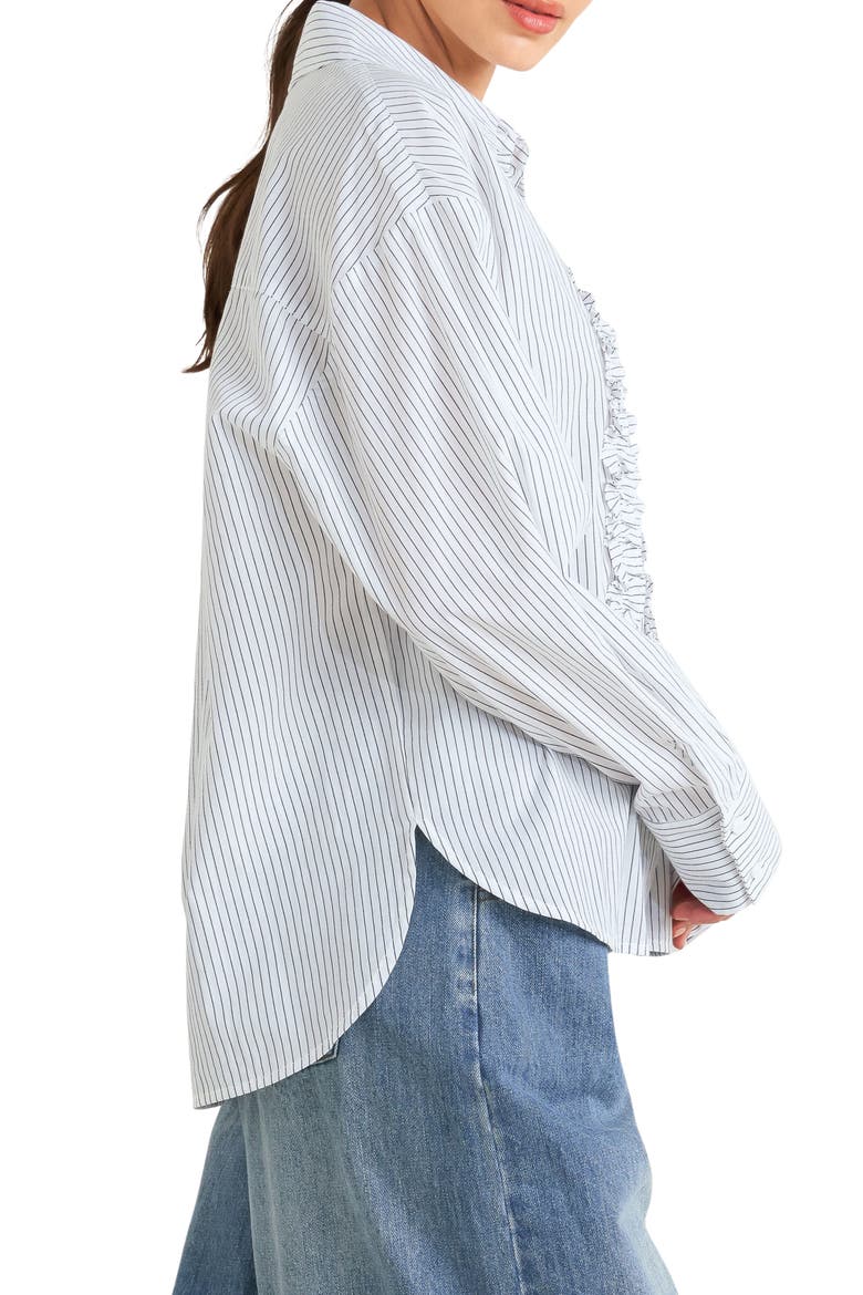 Tuxedo Long Sleeve Shirt, Alternate, color, WHITE/ CHARCOAL