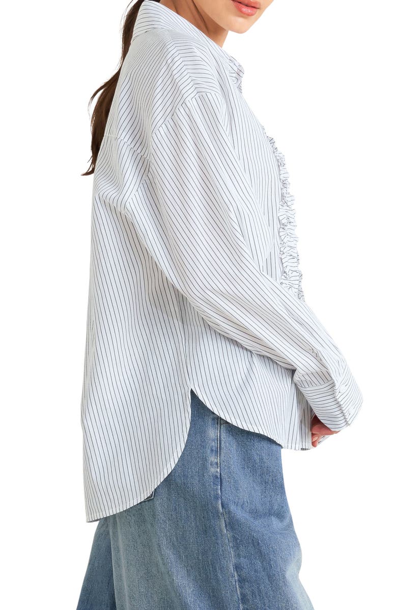 FREEMARKET Tuxedo Long Sleeve Shirt, Alternate, color, White/ Charcoal
