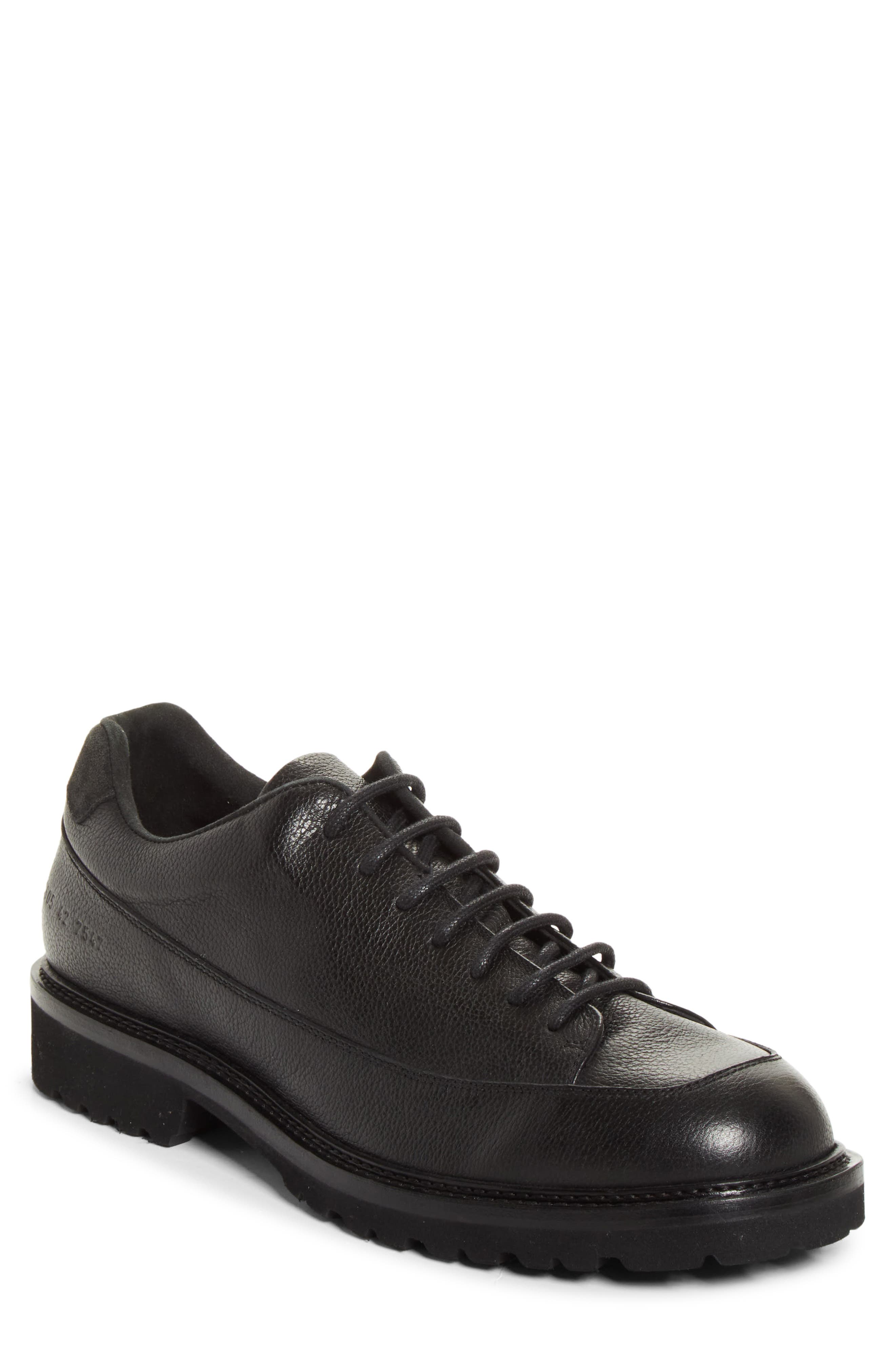 Hiker Low Piuma Leather Shoe, Main, color, BLACK