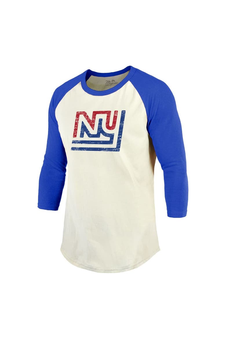 Men's Majestic Threads Lawrence Taylor Cream/Red New York Giants Retired Player Name & Number 3/4 Raglan Sleeve T-Shirt, Alternate, color, Cream