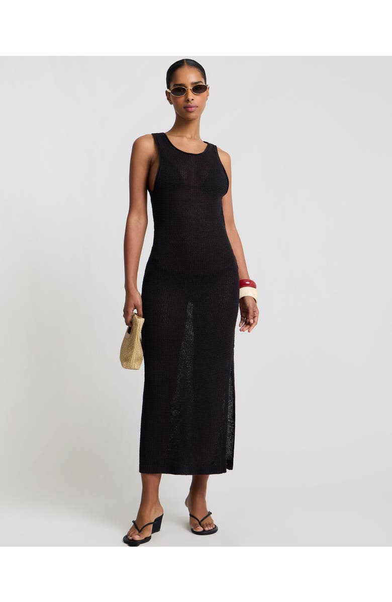 Onia Linen Knit Low Scoop Back Maxi Dress, Main, color, Black